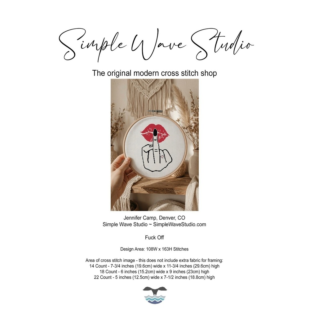 Subversive Middle Finger Female Women Red Lips - Cross Stitch Pattern Chart